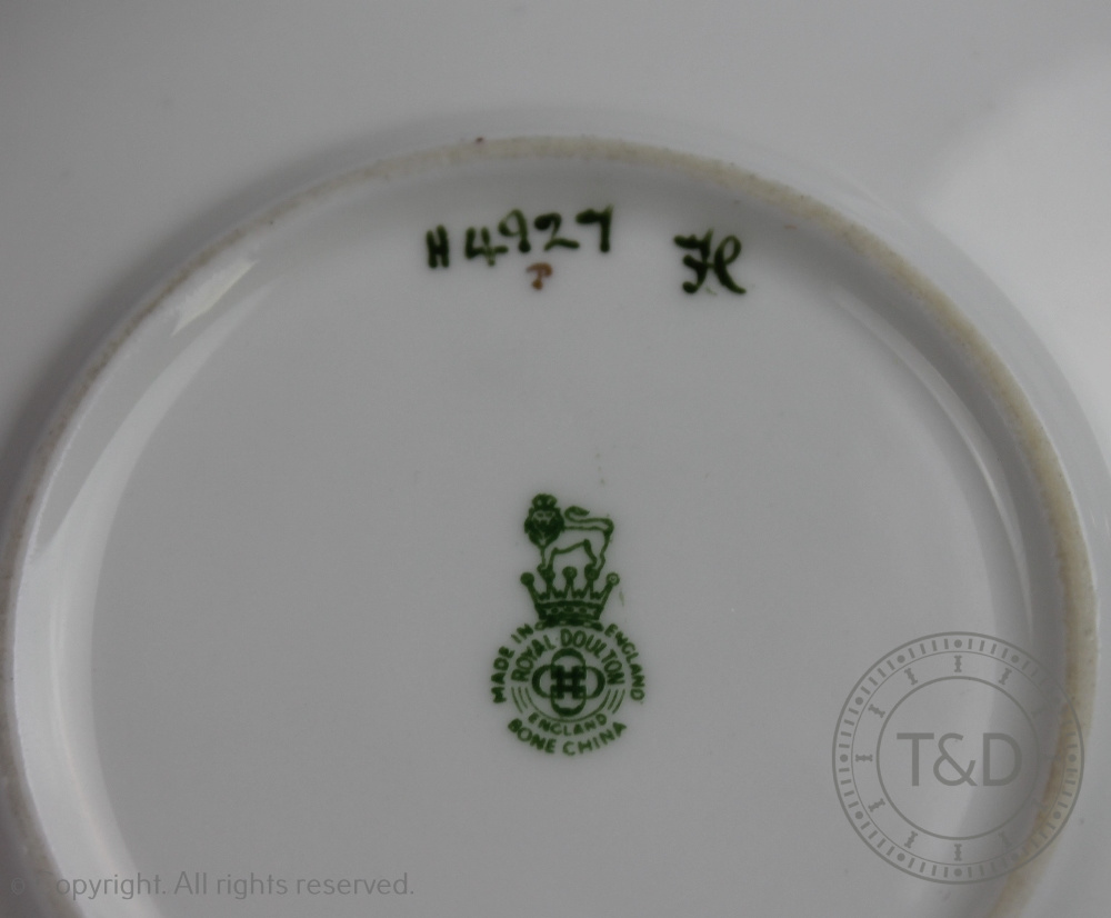 A Royal Doulton H4927 Hunting teacup and saucer, modelled in relief with a fox and riding crop, - Image 2 of 3