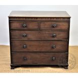 A George III mahogany chest,of two short and three long drawers, on bracket feet,