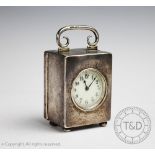 An Edwardian silver carriage timepiece, Goldsmiths & Silversmiths Co Ltd, London 1910,