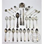 A selection of silver to include a set of six George III silver old English pattern teaspoons,