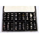 A large quantity of silver and silver coloured rings (approx 82) to a ring box,