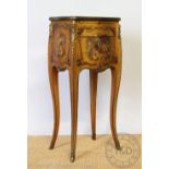 A French Louis XV style bedside table, decorated in vernis martin style,