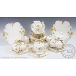 A late 19th century Foley Wileman forty piece part tea service, comprising two cake plates,