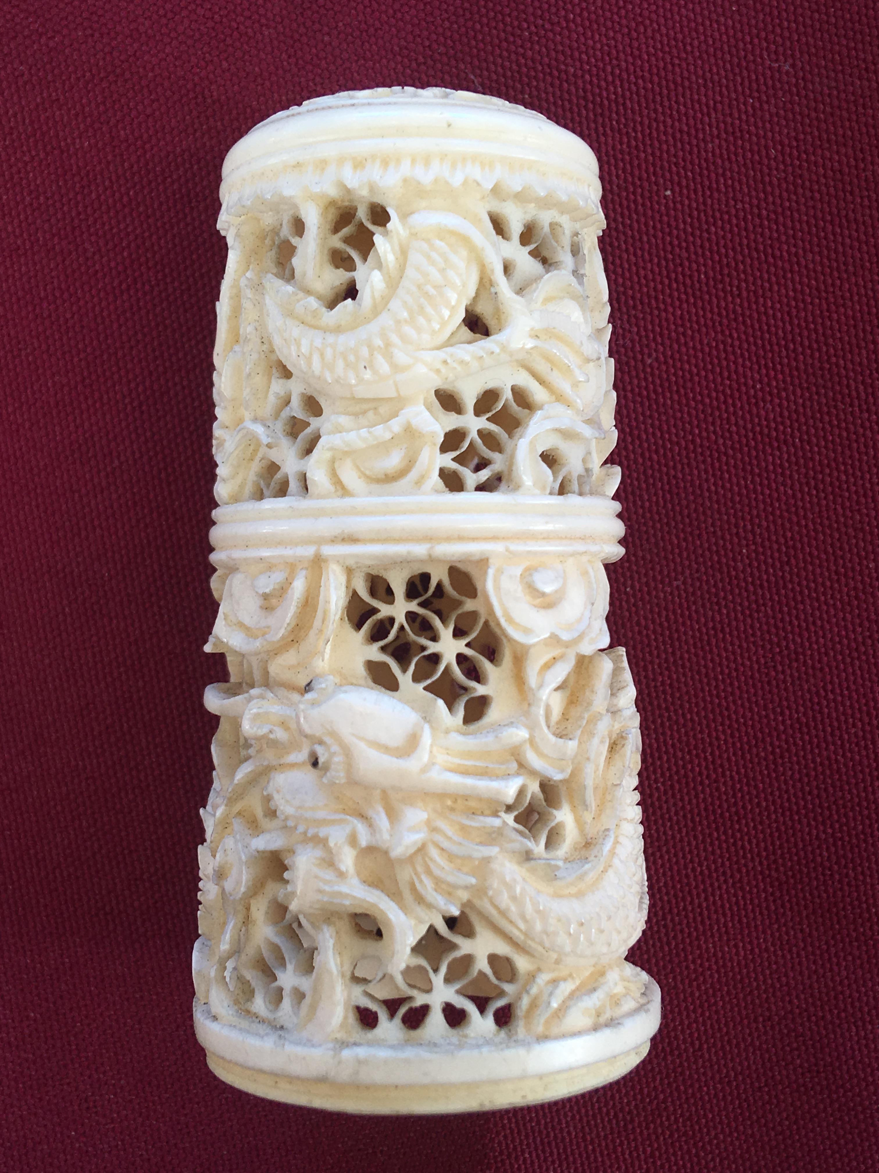 A late 19th century Chinese Canton carved ivory puzzle ball and stand, - Image 5 of 11