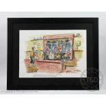 Bill Stott, Original cartoon, Shrewsbury All Stars, Signed and titled, 29cm x 41cm,