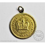 A George III gold quarter Guinea 1804,