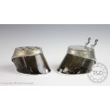 A pair of silver plated horses hooves, early 20th century,