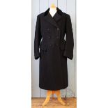 A gentlemans wool frock coat, double breasted with velvet collar,