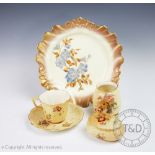 A selection of Royal Worcester porcelain Blush Ivory to include a moulded plate,
