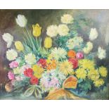 Marjorie Mostyn (1893-1979), Oil on canvas, Still life of spring flowers, Signed lower right,