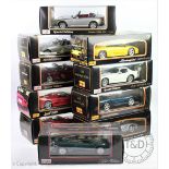 Nine Maisto Special Edition 1:18 scale Sport car models comprising; Ferrari 550 Maranello,