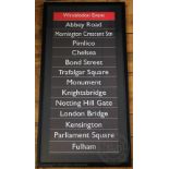 A London bus printed canvas roll 'Wimbledon Event' with other notable areas of London beneath