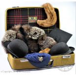 A selection of Vintage clothing accessories to include a Christys London graduate Mortarboard cap,