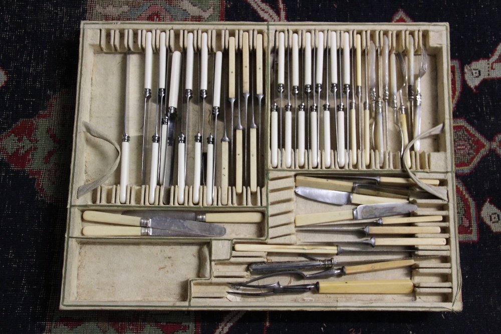 A Victorian golden oak and iron bound silver chest enclosing an assorted silver plated contents - Image 4 of 8