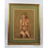 Alan Cowrice (20th century), Pastel on board, Nude female muse, Signed lower left, 40cm x 28cm,
