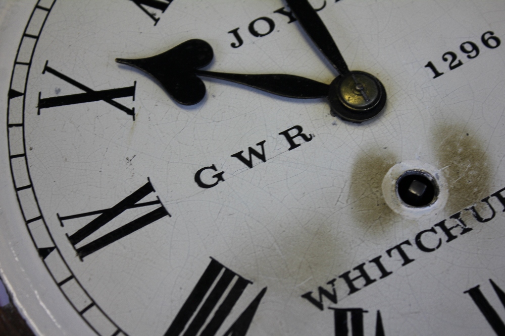 A fusee station type clock, with 20cm Roman numeral dial bearing 'Joyce GWR 1296 Whitchurch', - Image 4 of 12