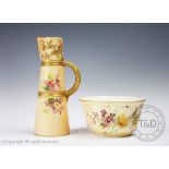 A Royal Worcester porcelain Blush Ivory tusk jug, shape No.1047, date code for 1898, RdNo.