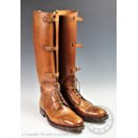 A pair of Officers tan leather riding boots, World War I style,