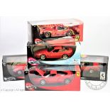 Five Hotwheels 1:18 scale Ferrari models comprising; 166 MM Barchetta, 365 GTS/4, 575 MM,