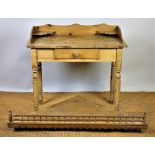 A Victorian style pine wash stand, with drawer, on turned legs, 82cm H x 86cm D x 43cm D,