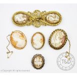 A collection of cameo set jewellery,