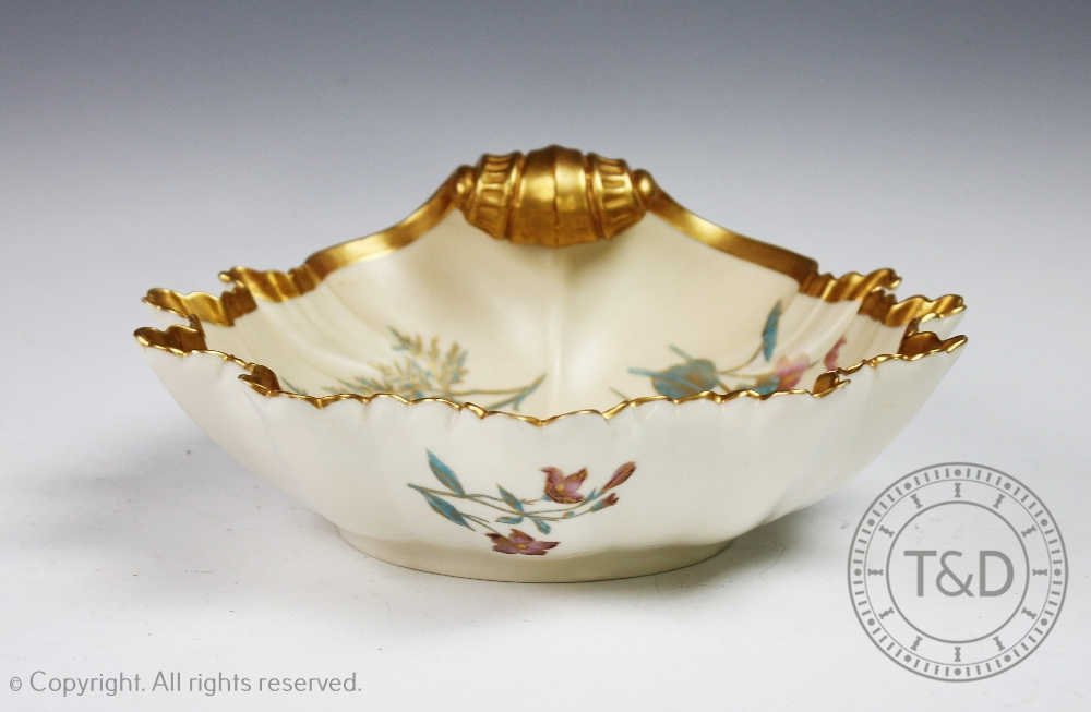 A Royal Worcester porcelain Blush Ivory shell shaped bowl, shape No. - Image 2 of 3