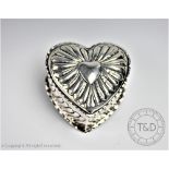 A Victorian silver heart shaped box and cover, George Heath, London 1886,