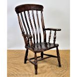 A 19th century beech and ash chair country kitchen chair, with solid seat on turned legs,