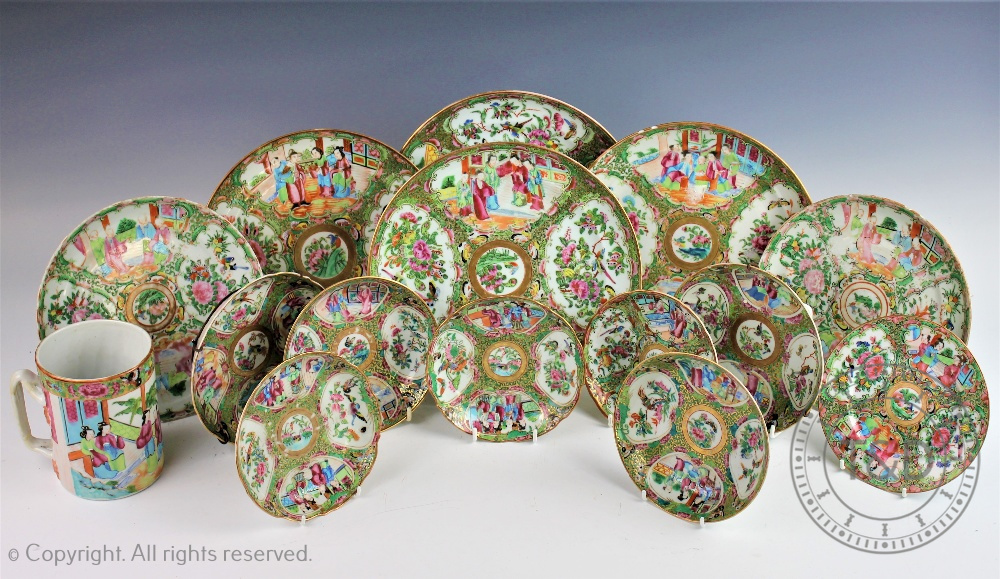 A collection of 19th century Chinese canton famille rose wares to include;