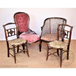 A Victorian carved walnut salon chair, on cabriole legs, 98cm H,