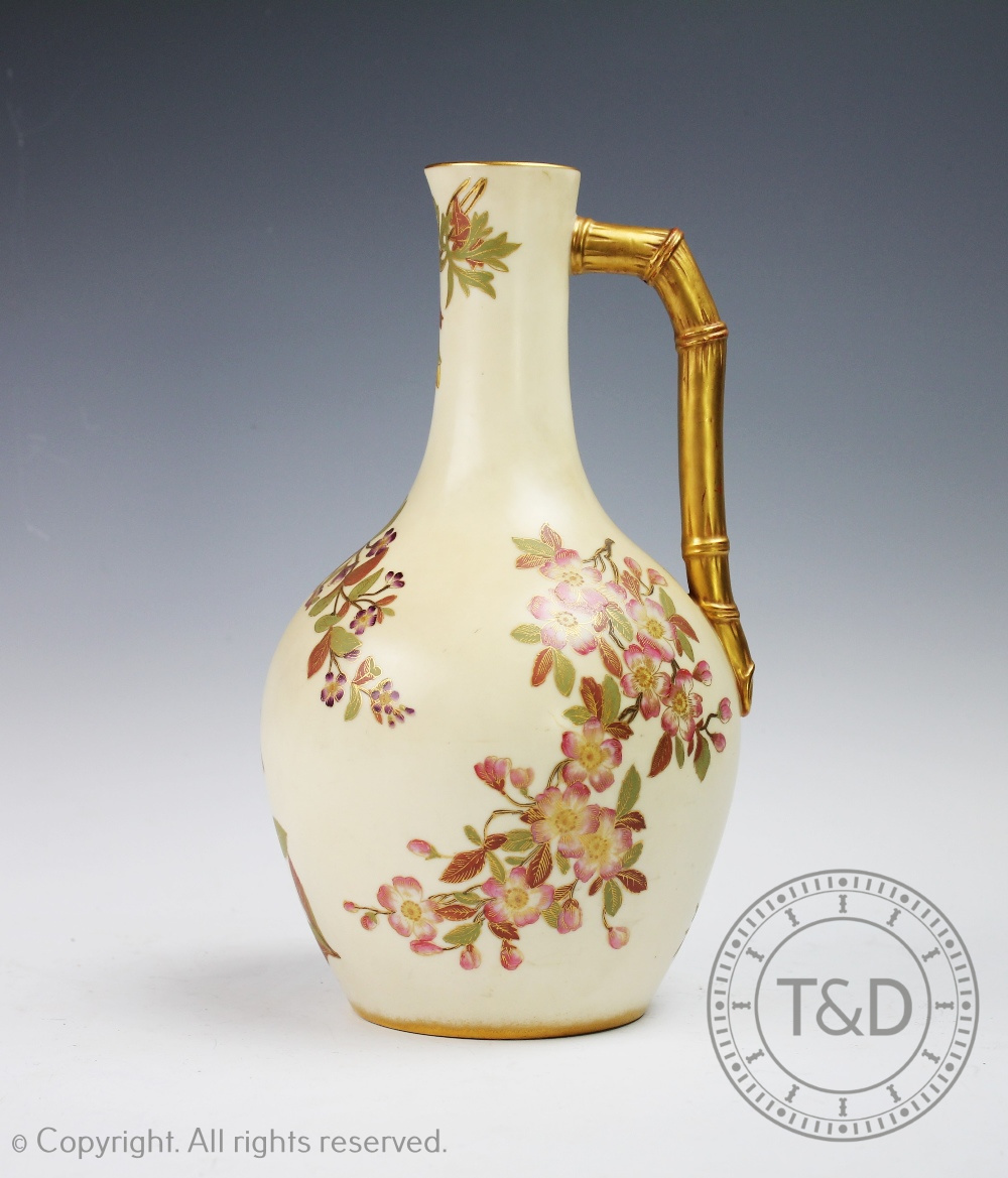 A Royal Worcester porcelain Blush Ivory ewer, date code for 1889,