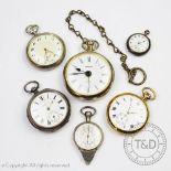 A Victorian silver key wind pocket watch, enamel Roman numeral dial with subsidiary seconds,
