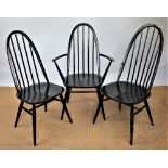 A set six Ercol Quaker patter dining chairs, including two with arms,