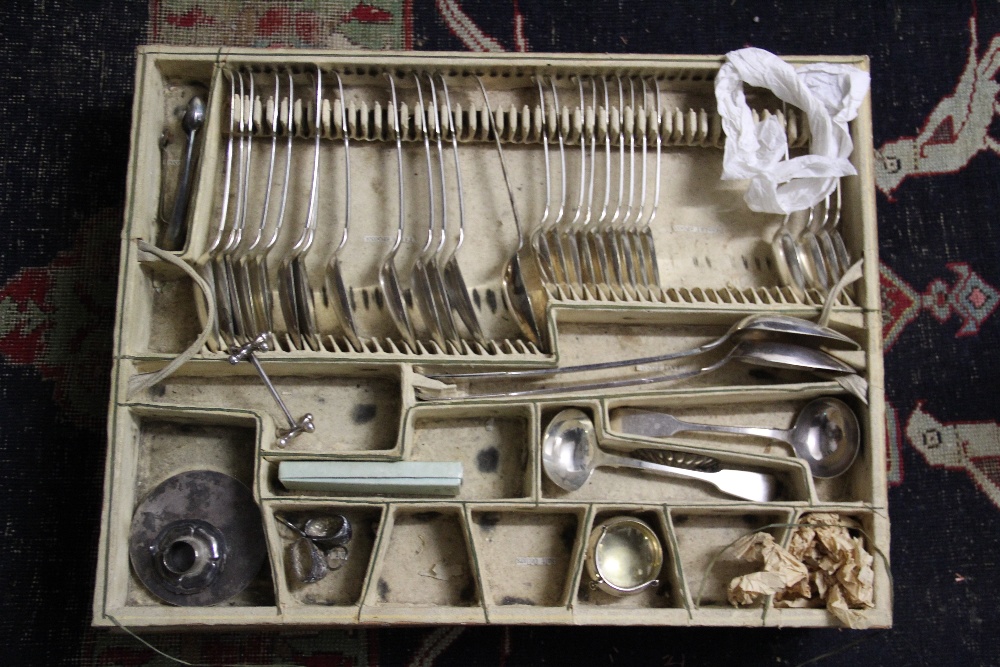 A Victorian golden oak and iron bound silver chest enclosing an assorted silver plated contents - Image 5 of 8