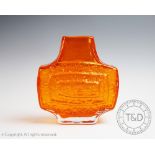 A Whitefriars tangerine glass TV vase,