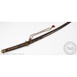 A WWII Japanese officer's Gunto katana, the blade 68cm long with bronze tsuba and copper habaki,