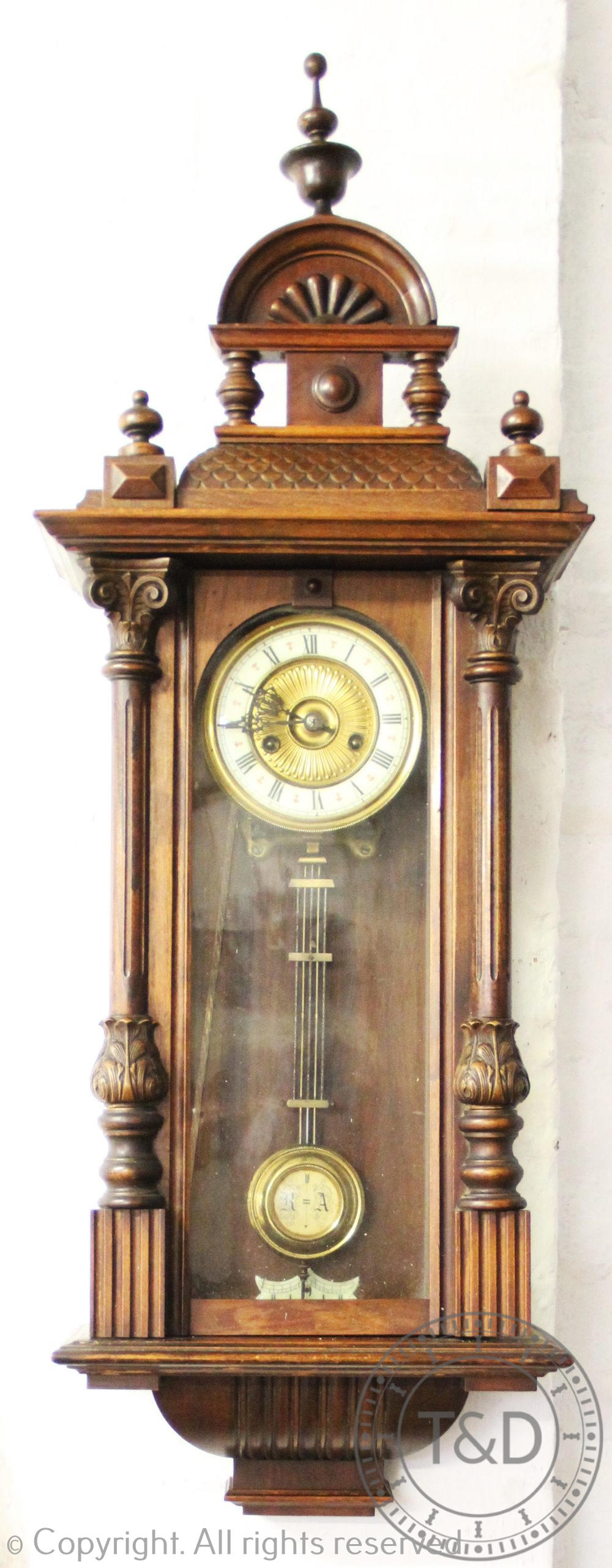 A walnut and stained beech Vienna regulator,