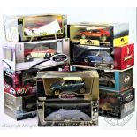 Ten assorted 1:18 scale Sport car models to include a 007 1965 Aston Martin DB5 Goldfinger,