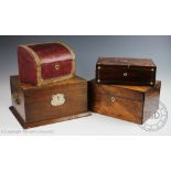 A Victorian walnut work box, with compartmented interior, 16cm H x 30.