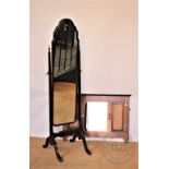 A Queen Anne style walnut and beech cheval mirror, 155cm H,