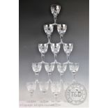 A selection of drinking glasses to include a set of sixteen Royal Brierley wine glasses, 13.