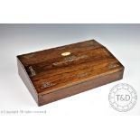 An early Victorian rosewood and mother of pearl inlaid writing slope,