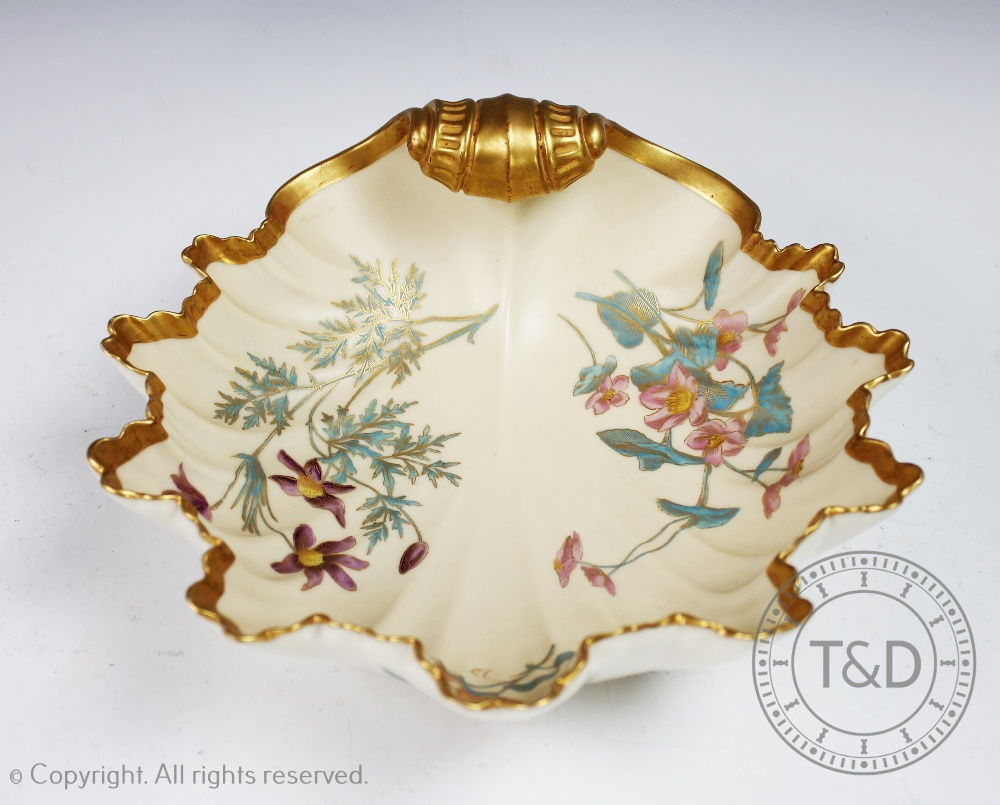 A Royal Worcester porcelain Blush Ivory shell shaped bowl, shape No.