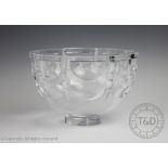 A Swedish Orrefors 'Thousand Windows' glass bowl, with faceted exterior raised on stem base,