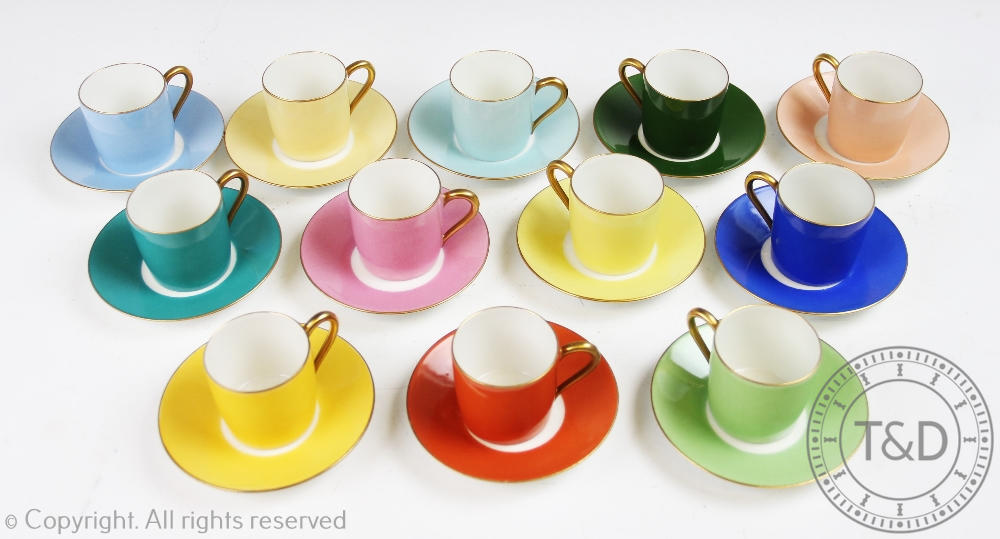 An Art Deco coffee service, Limoges, Unique Elte, comprising twelve coffee cups and twelve saucers,