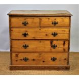 A Victorian pine chest,of two short and three long drawers,on plinth base,