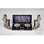 A Victorian cased pair of silver salts, C.T.