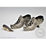 A pair of Dutch silver shoes, late 19th century,