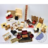 A 1930's style dolls house, with four rooms and garage, 64cm high,