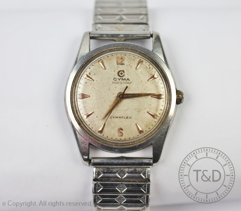 A gentlemans Cyma Navy Star, Cymaflex stainless steel wristwatch, - Image 2 of 2